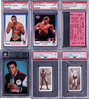 1938-1992 Boxing Champions Cards and Ticket Graded Collection (6 Items) – Featuring Jack Johnson, Jack Dempsey, Muhammad Ali and Patterson/Liston